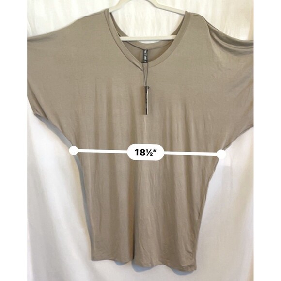 Lock & Love Shirt Pullover Stretch Vneck Short Doleman Sleeve Taupe Women’s XL - Picture 6 of 7